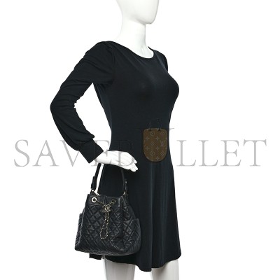CHANEL LAMBSKIN QUILTED CC CHAIN BUCKET BAG BLACK (27*26*17cm) 